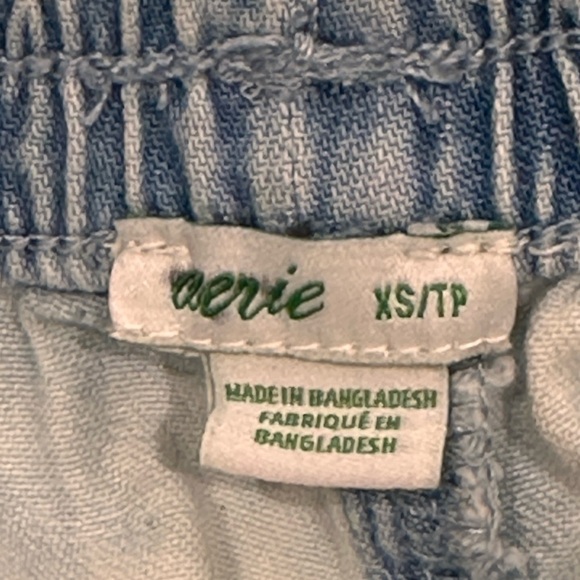 Aerie Chambray Shorts Dolphin Hem Elastic Waist Drawstring Cotton Blue XS - Picture 8 of 11